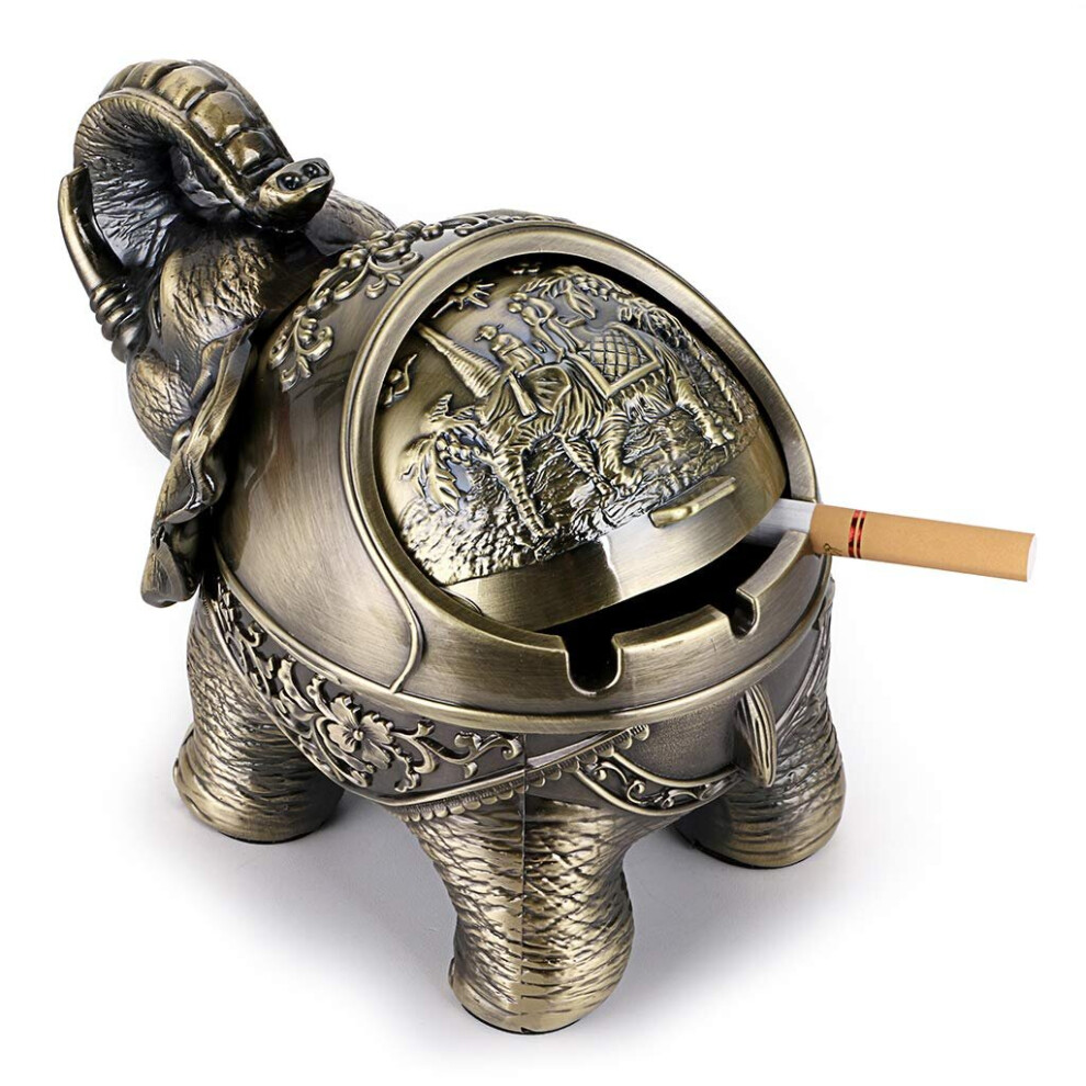 Windproof Vintage Ashtray With Lid - Elephant Shape Table Top Ashtray Indoor Outdoor Retro Home