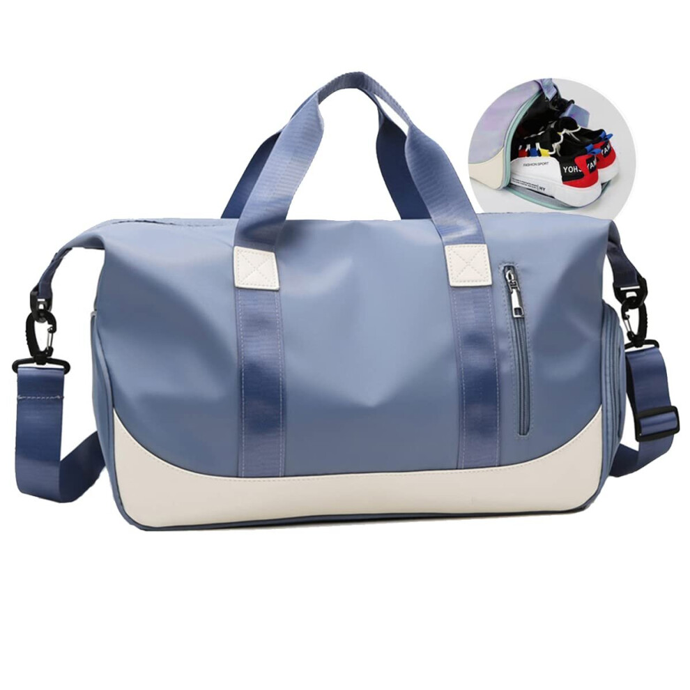 Sports Bag Duffel Bag Luggage Bag Fitness Travel Bag Waterproof Gym Vacation Strap Fitness Work Weekend Oxford Handbag Women Men, Haze Blue