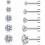 Cubic Zirconia Hypoallergenic Stud Earrings for Women Men Girls Statement Cartilage Fashion Surgical Steel Helix Earrings 5 Pairs 2