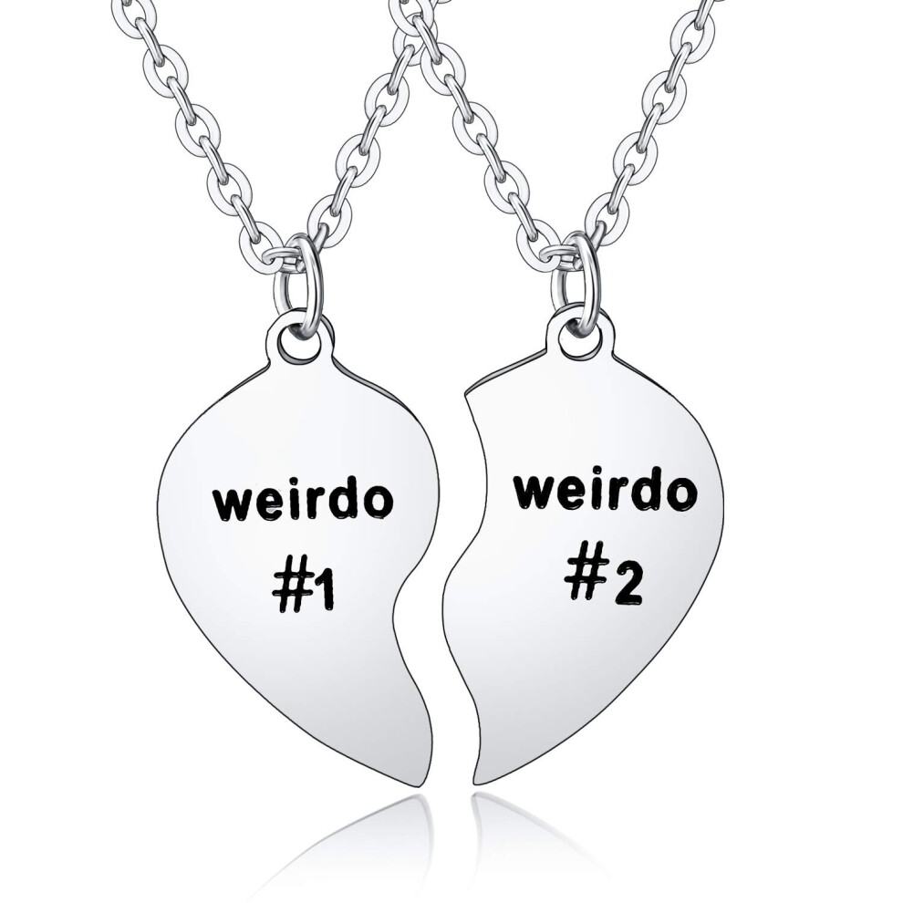 2PCs Friendship Gifts Weirdo Best Friends Necklace Birthday Gifts for Women Men
