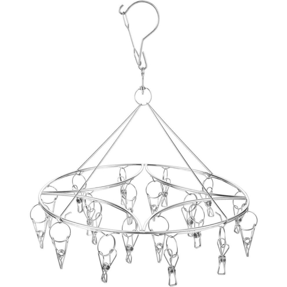 Round Sock Dryer, Stainless Steel Rotatable Drying Rack with 20 Peg