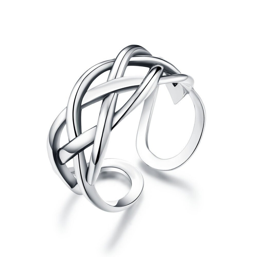 925 Sterling Silver Adjustable Ring Love Knot Braided Vintage Antique Rings Open Band for Women Girls Men