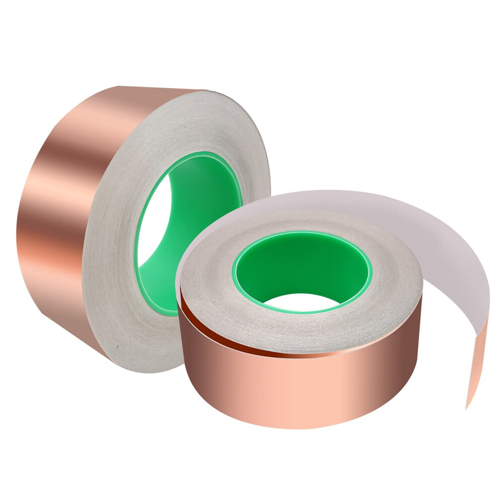 50M Copper Tape Self-Adhesive, Mitening Copper Tape Against Snails Copper Foil Protection Snail Fence (50Mm)