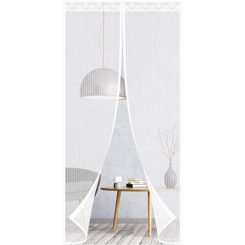 Mosquito Net For Doors 90 X 210 Cm, Mesh Mosquito Net With Magic Adhesive Tape (White)