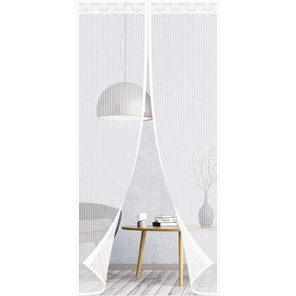 Mosquito Net For Doors 90 X 210 Cm, Mesh Mosquito Net With Magic Adhesive Tape (White) White