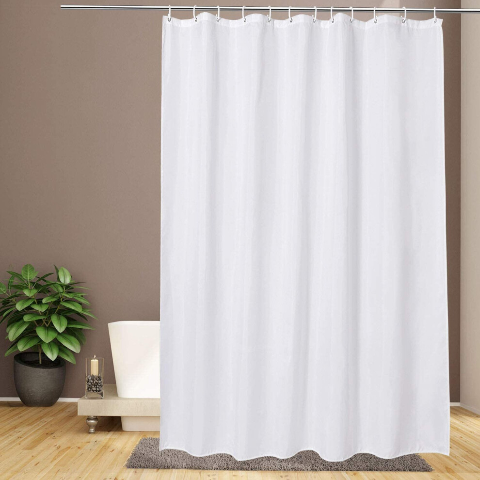 White Shower Curtains,Mould Proof and Mildew Resistant Extra Long Shower Curtain Liner 180 x 200cm Drop(72 x 78 Inch),100% Polyester