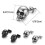 2 Pairs Halloween Ghost Earrings Punk Stainless Steel Stud Skull Earrings, Silver Black Rock Ear Piercing Earrings 3