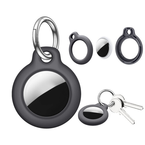 2 High-Quality Hard Shell Material Keychain For Airtag, Protector Case With Carabiner Keychain Pendant For Airtag (Black)