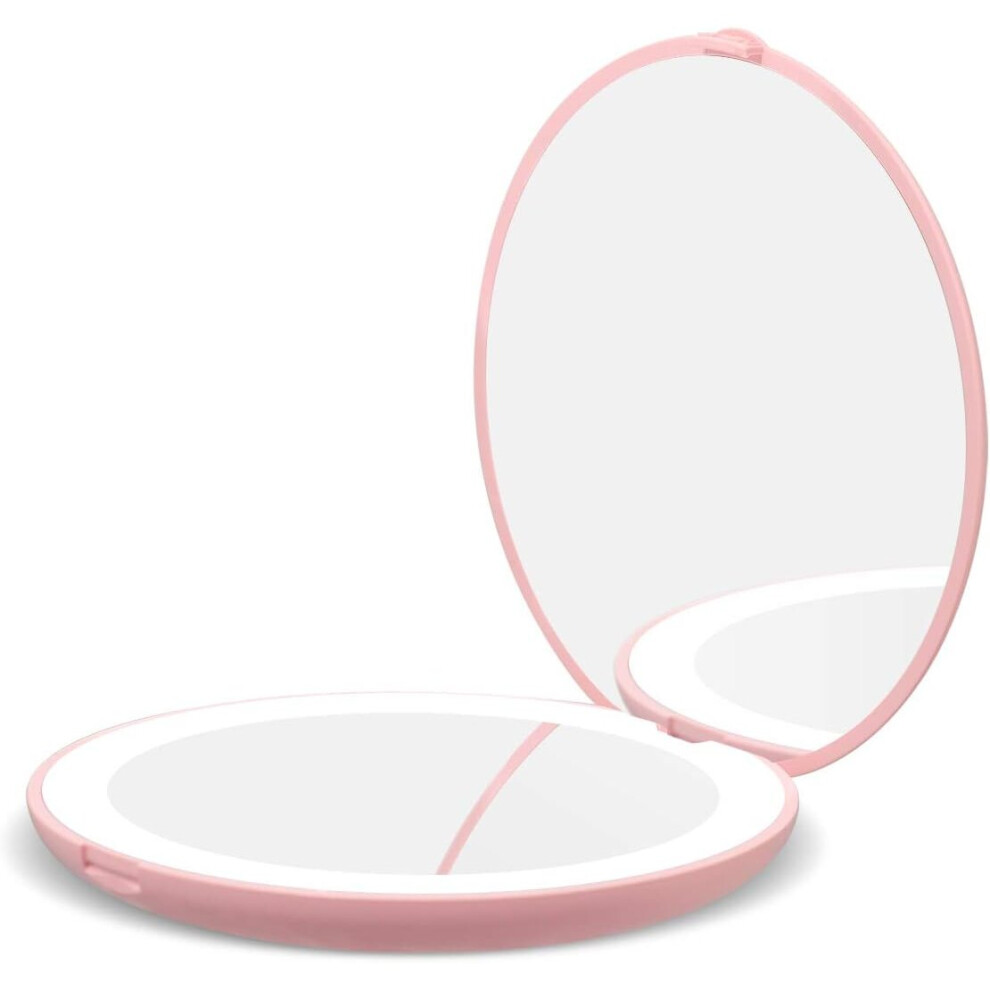 Lighted Compact Mirror with Magnification