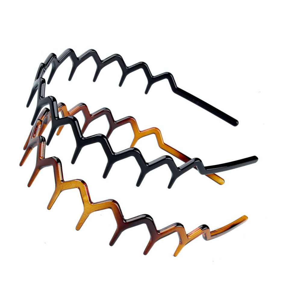Set of 2 Black Shark Tooth Hair Comb Headbands