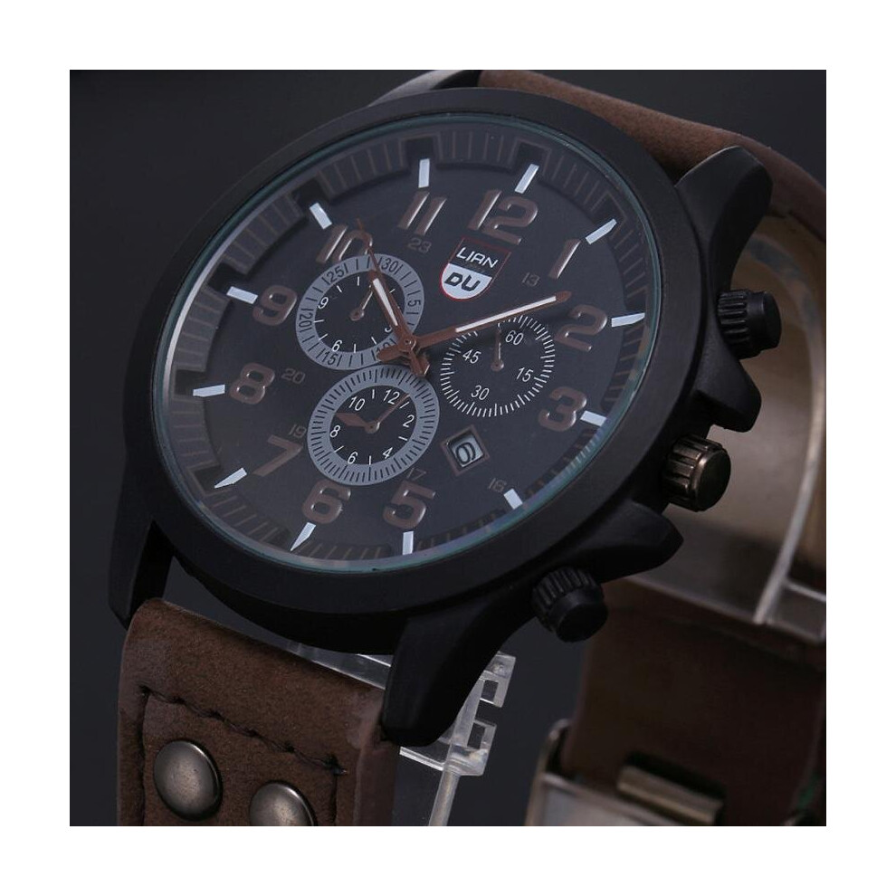 men's watch military stainless steel men's sports watch leather strap casual quartz sports watch men-image-OPC-PBTDBR9-NEW