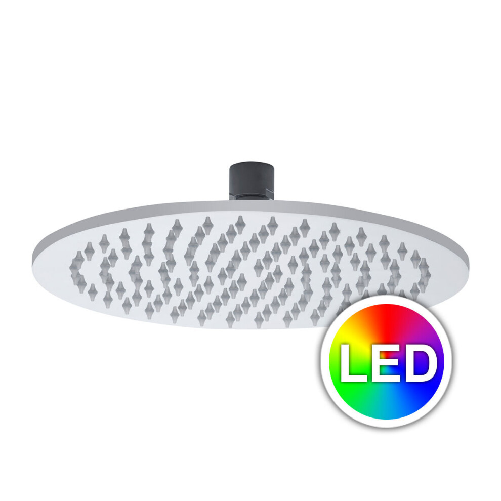 8" Round Bathroom Chrome 3 Colour Led Rainfall Stainless Steel Shower Head 200mm