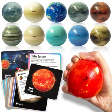 11-Piece Solar System Stress Ball Set: Sun, Planets, Pluto & Moon - Educational Space Toys for Kids