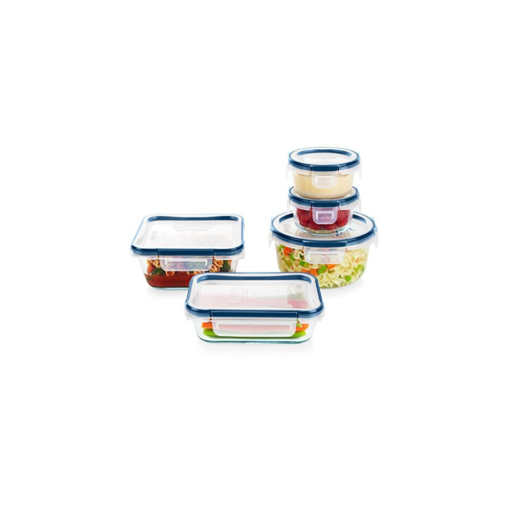 Pyrex 10 Piece Airtight, Leakproof Freshlock Plus Storage container Set with BPA Free Lids  4 Locking Tabs Provide Antimicrobial Protection  Doesnt A