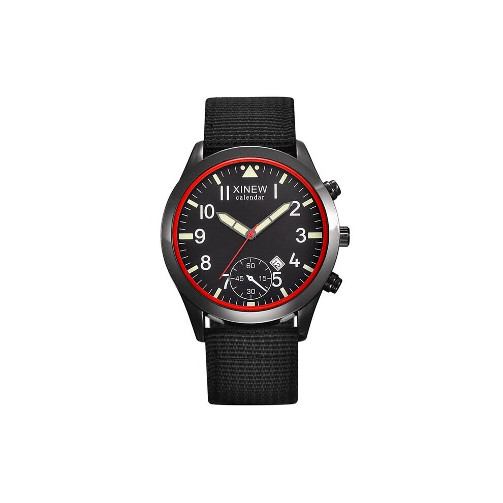Xinew Men's Luminous Dial Quartz Watch With Military Nylon Strap Army/Outdoor Sports Timepiece Multicoloured