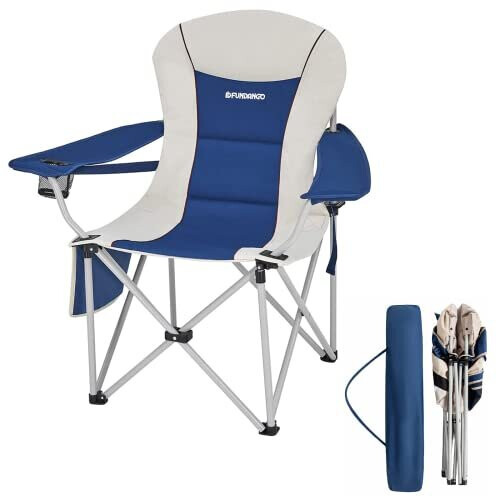 FUNDANGO Oversize Folding Camping Padded Outdoor Chair with Lumbar