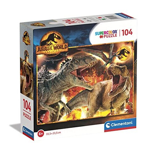 Clementoni Clementoni 80512 Supercolor Jurassic World Dominion-104 Pieces-Children Jigsaw Puzzle Age 6, Made in Italy, Multicolour