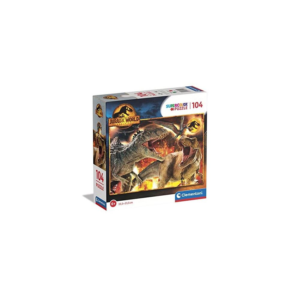 Clementoni 80512 Supercolor Jurassic World Dominion-104 Pieces-Children Jigsaw Puzzle Age 6, Made in Italy, Multicolour