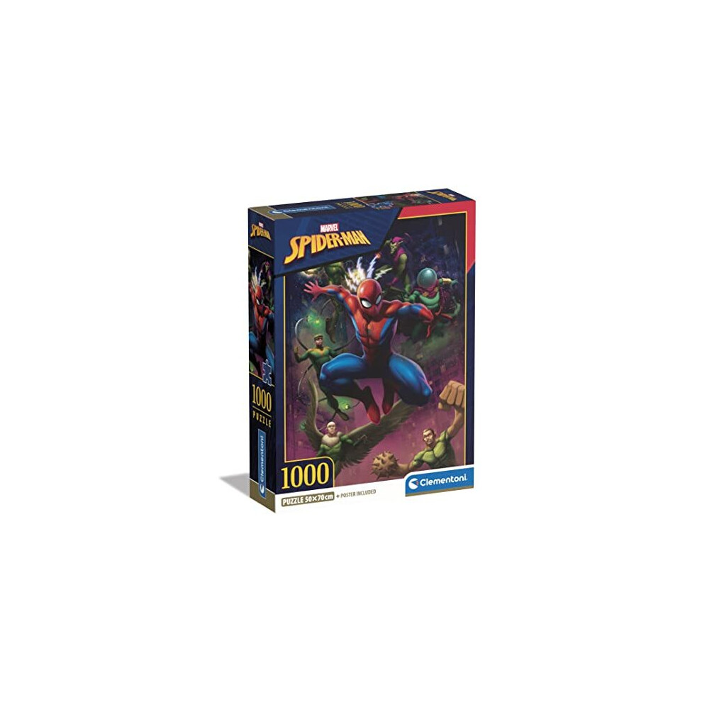 Clementoni 39768 Marvel Spiderman 1000 Pieces, Jigsaw Puzzle For Adults-Made In Italy, Multi-Coloured