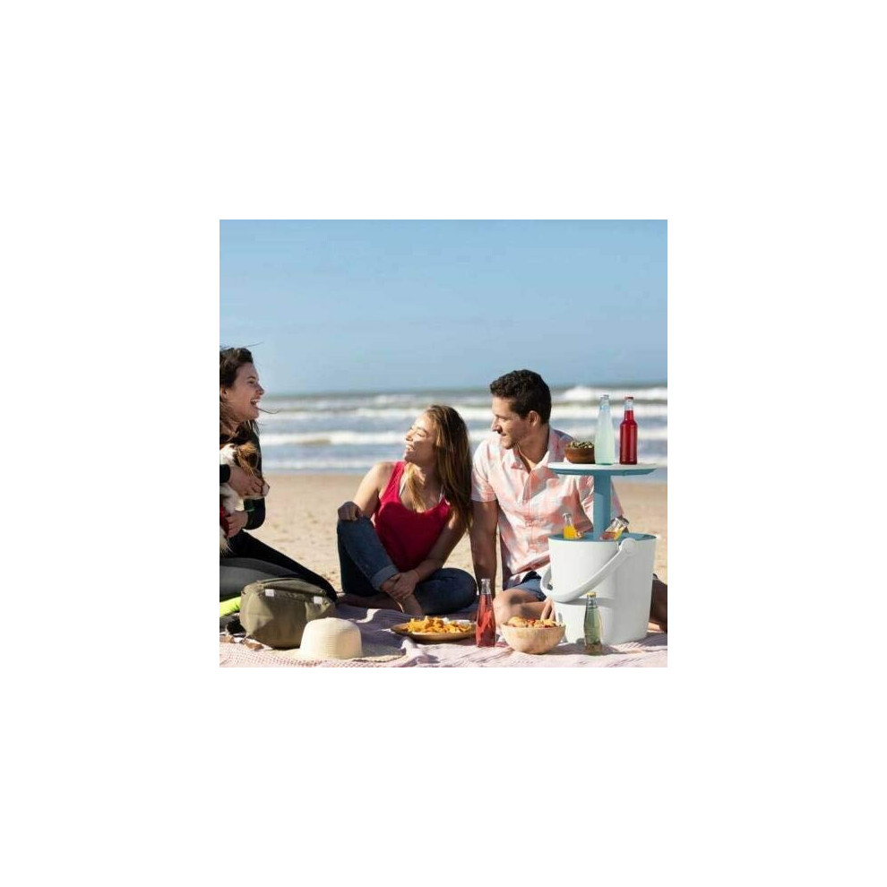 Keter Cool Bar Plastic Outdoor Ice Cooler Table Garden Furniture - Cream Blue