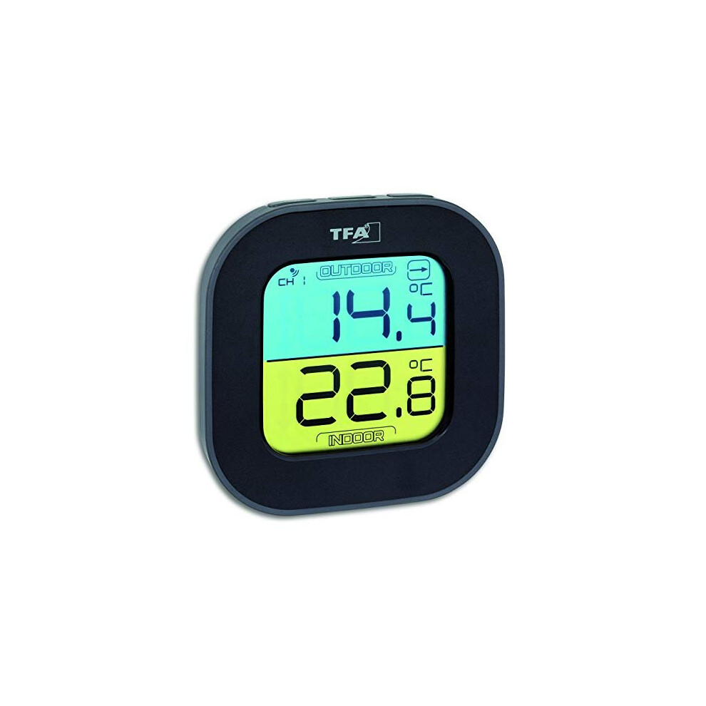 TFA Dostmann Fun Thermometer with Outdoor Sensor Wireless Indoor/Outdoor Digital Tendency Arrows Black L 95 x W 45 x H 165 mm