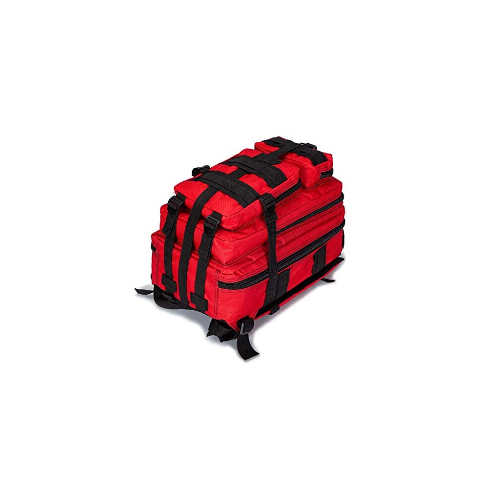 Jipemtra Tactical First Aid Bag MOLLE EMT IFAK Backpack Military Emergency (Red 25L)