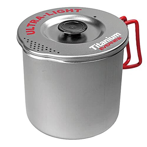 EVERNEW Titanium Lightweight Pasta Camping Pot with Strainer Lid 