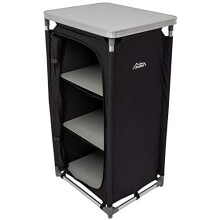 Andes Lightweight 3 Shelf Camping Cupboard, Folding Travel Storage Unit + Carry Bag, Black