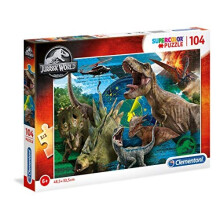 Clementoni - 27196 - Supercolor Puzzle - Jurassic World - 104 pieces - Made in Italy - jigsaw puzzle children age 6+