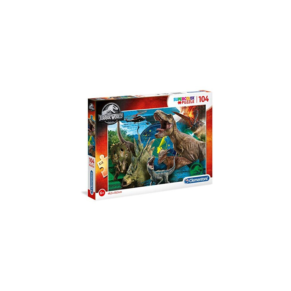 Clementoni - 27196 - Supercolor Puzzle - Jurassic World - 104 pieces - Made in Italy - jigsaw puzzle children age 6+