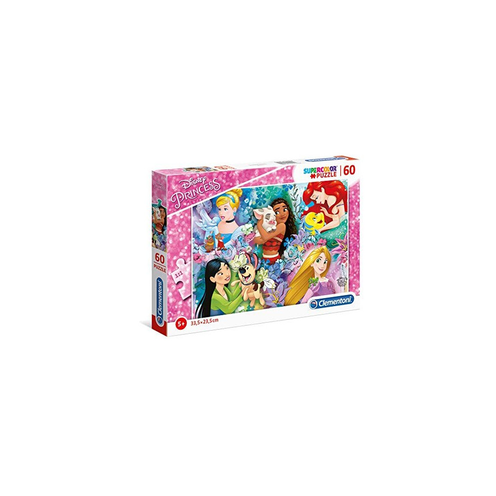 Clementoni - 26995 - Supercolor Puzzle - Disney Princess - 60 Pieces - Made In Italy - Jigsaw Puzzle Children Age 5+