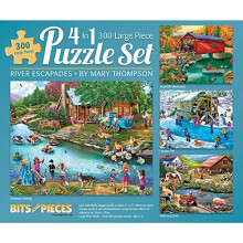 Bits and Pieces - Pack Multi-Pack 4-en-1 300 Pièces Puzzles pour Adultes - River Escapades par Mary Thompson