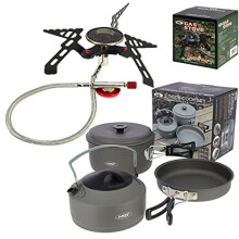 Angling Pursuits NGT Fishing Gas Portable Stove Compact 3000w Output + NGT 3pc Outdoor Cook Set