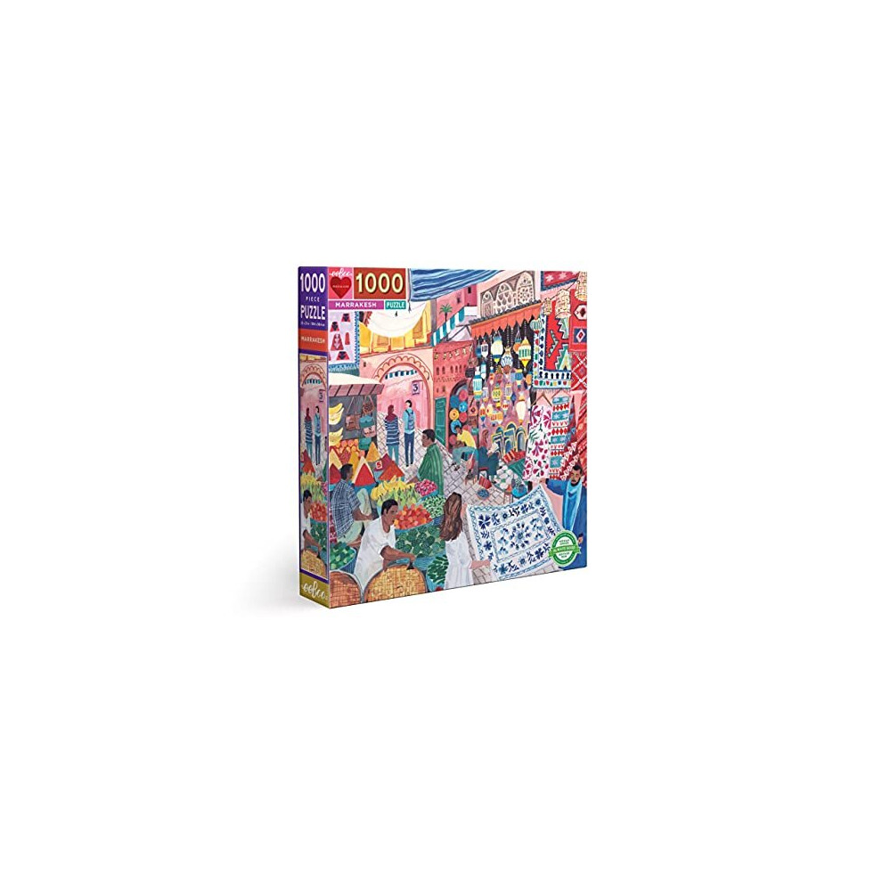 eeBoo PZTMRH Jigsaw 1000 Piece Recycled Cardboard Adults, Marrakesh City Puzzle, Multicolored