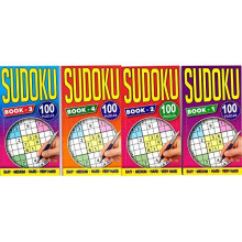 Sudoku Set of 4 Slim Books 100 Puzzles Per Activity Travel Puzzle Book