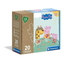 Clementoni 24783 Peppa Pig Play for Future 2 x 20 Pieces-Jigsaw Kids Age 3-100% Recycled Materials-Made in Italy, Cartoon Puzzles, Multicoloured
