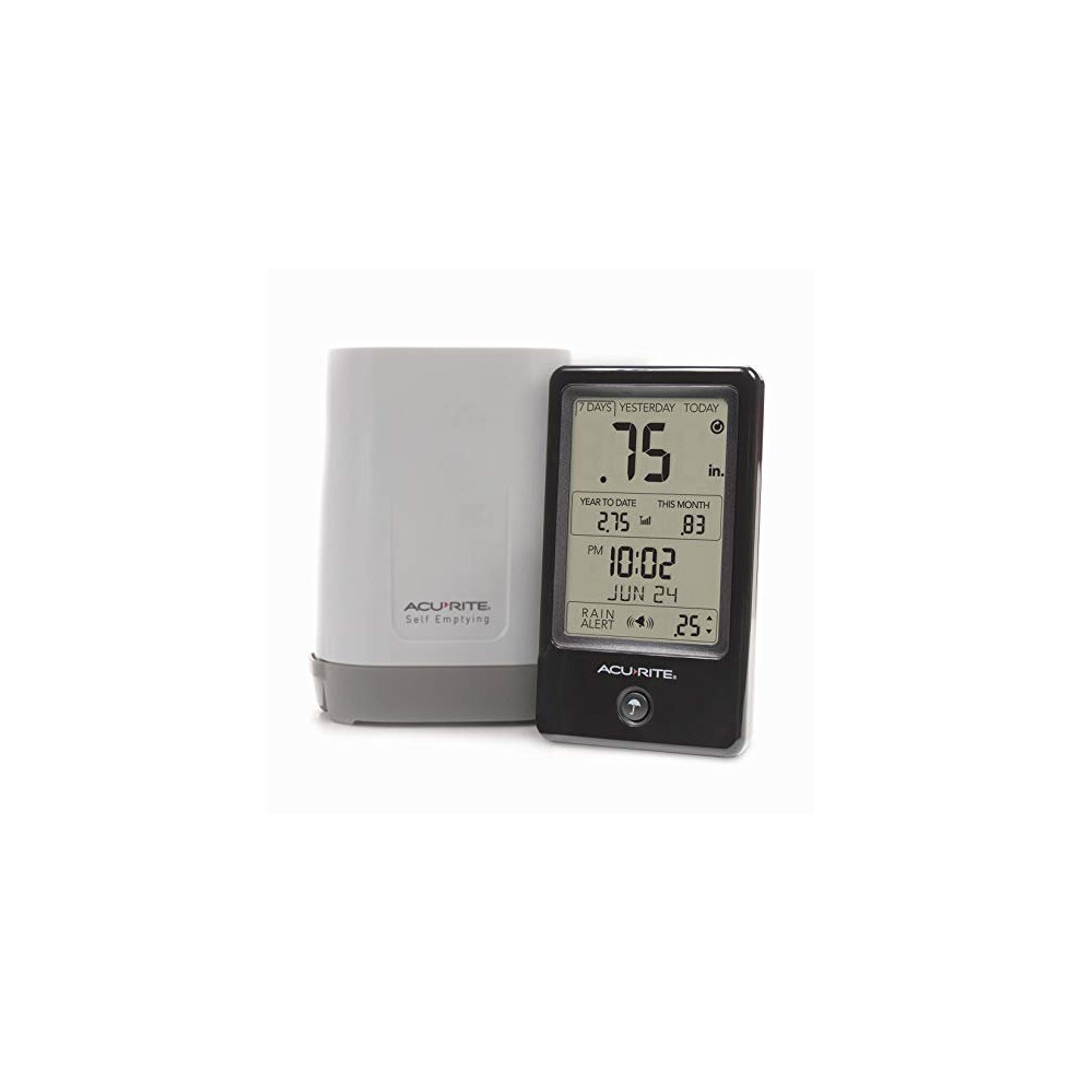 ACURITE Wireless Rain Gauge with Indoor Digital Display, Black