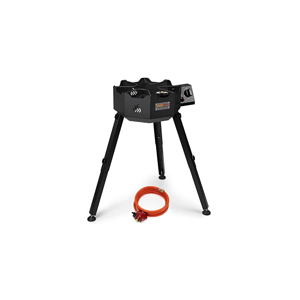 Onlyfire Outdoor Propane Burner Stove, Portable Wok Burner Stand with Wok Brackets and Removable & Adjustable Legs for Outdoor Camping Cooking