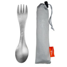 TiTo Titanium Spork 2-in-1 Ultra Lightweight Spoon Fork Tableware for Outdoor Camping, Backpacking, Hiking, Travel, Picnics and Home with Bag