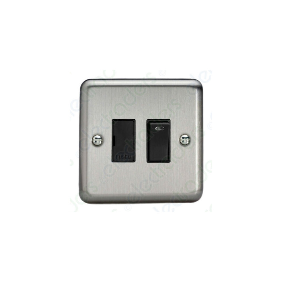 Varilight Xs6nb Switched Spur Unit With Neon 13 Amp Matt Chrome (Black Inserts) 5021575830538
