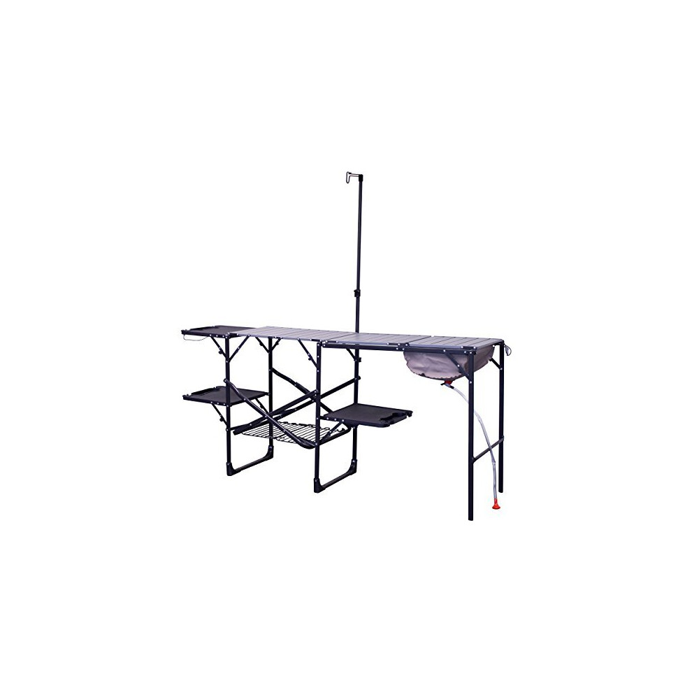 GCI Outdoor Master Cook Station Portable Camp Kitchen Outdoor Folding Table,Black