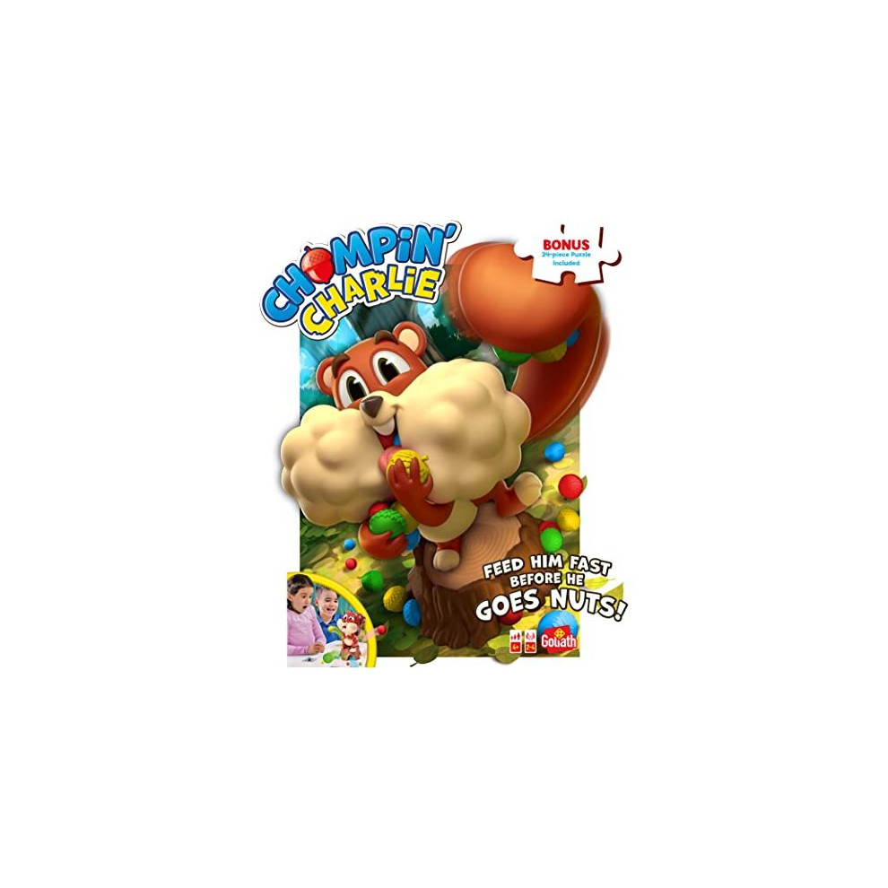 Goliath Games 919583.004 Chompin' Charlie with Bonus 24pc Jigsaw Puzzle Kids Action Games | for Ages 4+ | for 2-4 Players, Multi