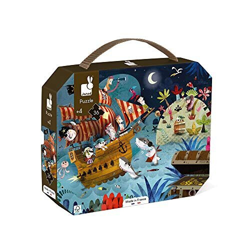 Janod Puzzle per bambini - JANOD - Caccia al tesoro - 36 pezzi - Valigetta illustrata