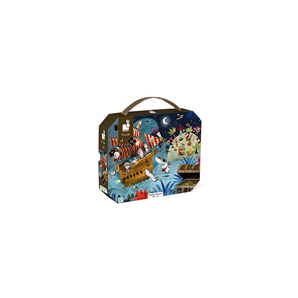 Janod - Child Puzzle Treasure Hunt 36 Pieces - Educational Game - Fine Motor Skills And Concentration - Case With Handle - Made In France And Fsc