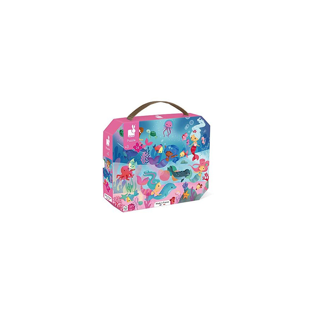 Janod - Child Puzzle Mermaids 24 Pieces - Educational Game - Fine Motor Skills And Concentration - Case With Handle - Made In France And Fsc Certified