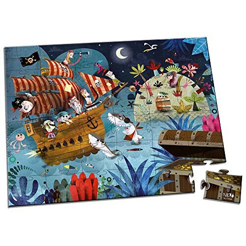 Janod Puzzle per bambini - JANOD - Caccia al tesoro - 36 pezzi - Valigetta illustrata 1