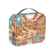 Janod - 6 Years+ -100-Piece ?Museum of Natural History? Children?s Puzzle - Educational Motor Skills and Concentration Game - Suitcase Box w/ Handle -