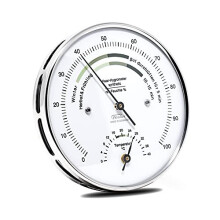 Fischer 122.01HT Home Climate Hygrometer and Room Thermometer 103 mm Stainless Steel Humidity Meter Made in Germany