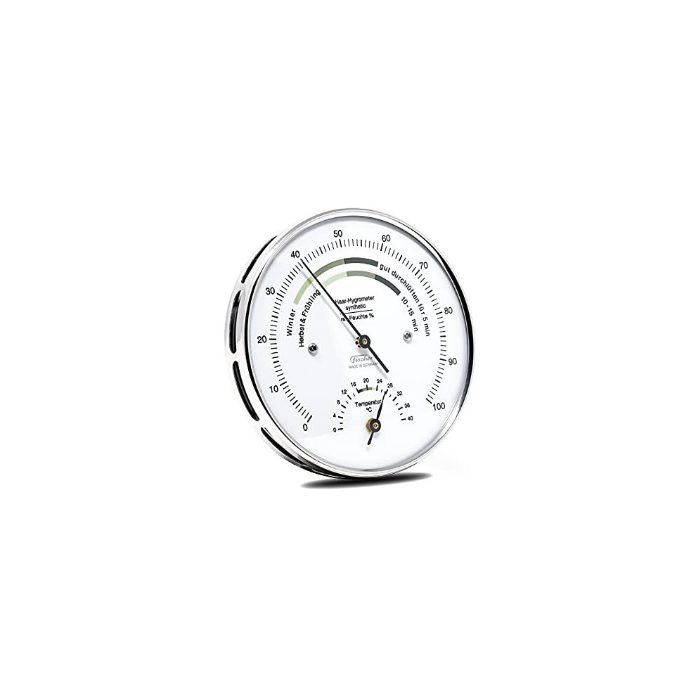 Fischer 122.01HT Home Climate Hygrometer and Room Thermometer 103 mm Stainless Steel Humidity Meter Made in Germany-image-OPC-PBTFX89-NEW