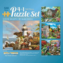 Bits and Pieces - Pack Multi-Puzzles 4-en-1 500 Pièces pour Adultes - Beauté Sereine par Alan Giana